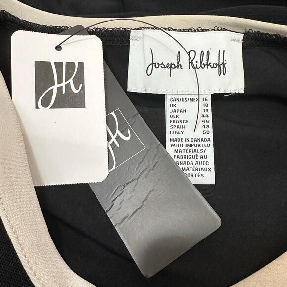 NWT Joseph Ribkoff Black/Moonstone A-Line Dress Style | Black Cream | SZ 16 - Picture 11 of 12